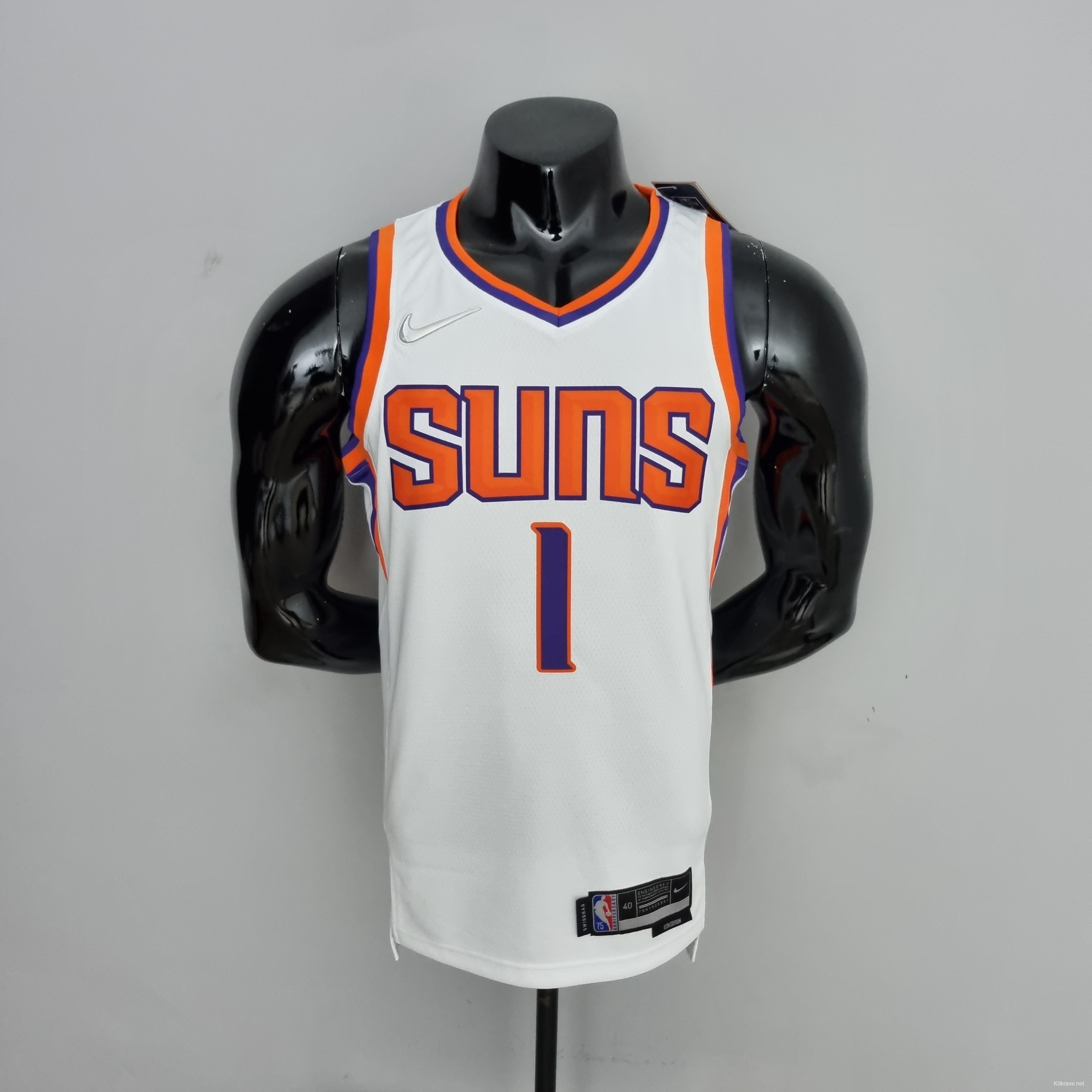 75th Anniversary Booker #1 Phoenix Suns White NBA Jersey