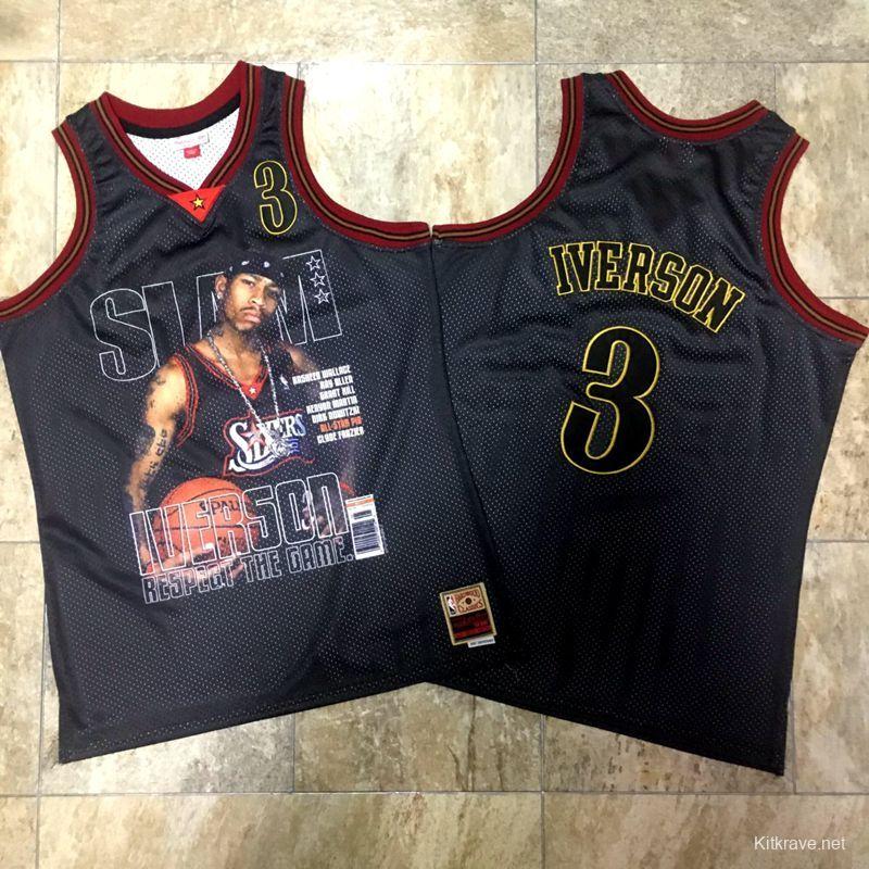 Men's Allen Iverson Black Retro Classic Team Jersey