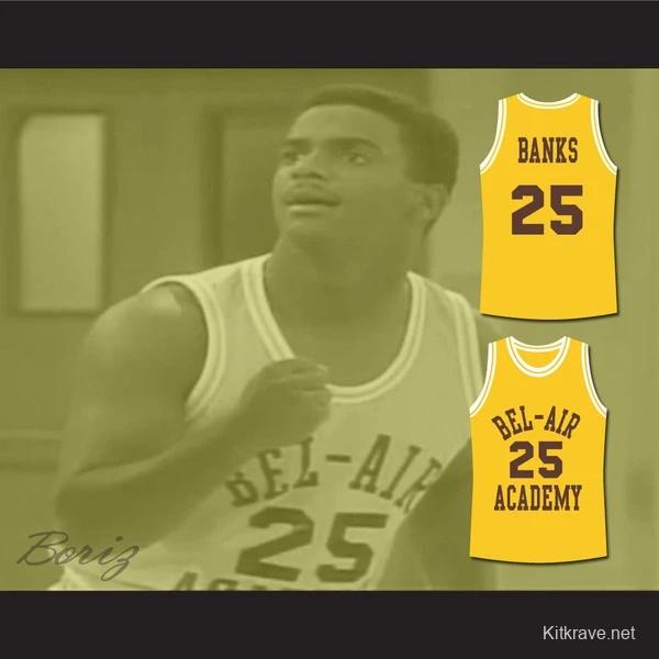 The Fresh Prince of Bel-Air Alfonso Ribeiro Carlton Banks Bel-Air Academy Yellow Basketball Jersey