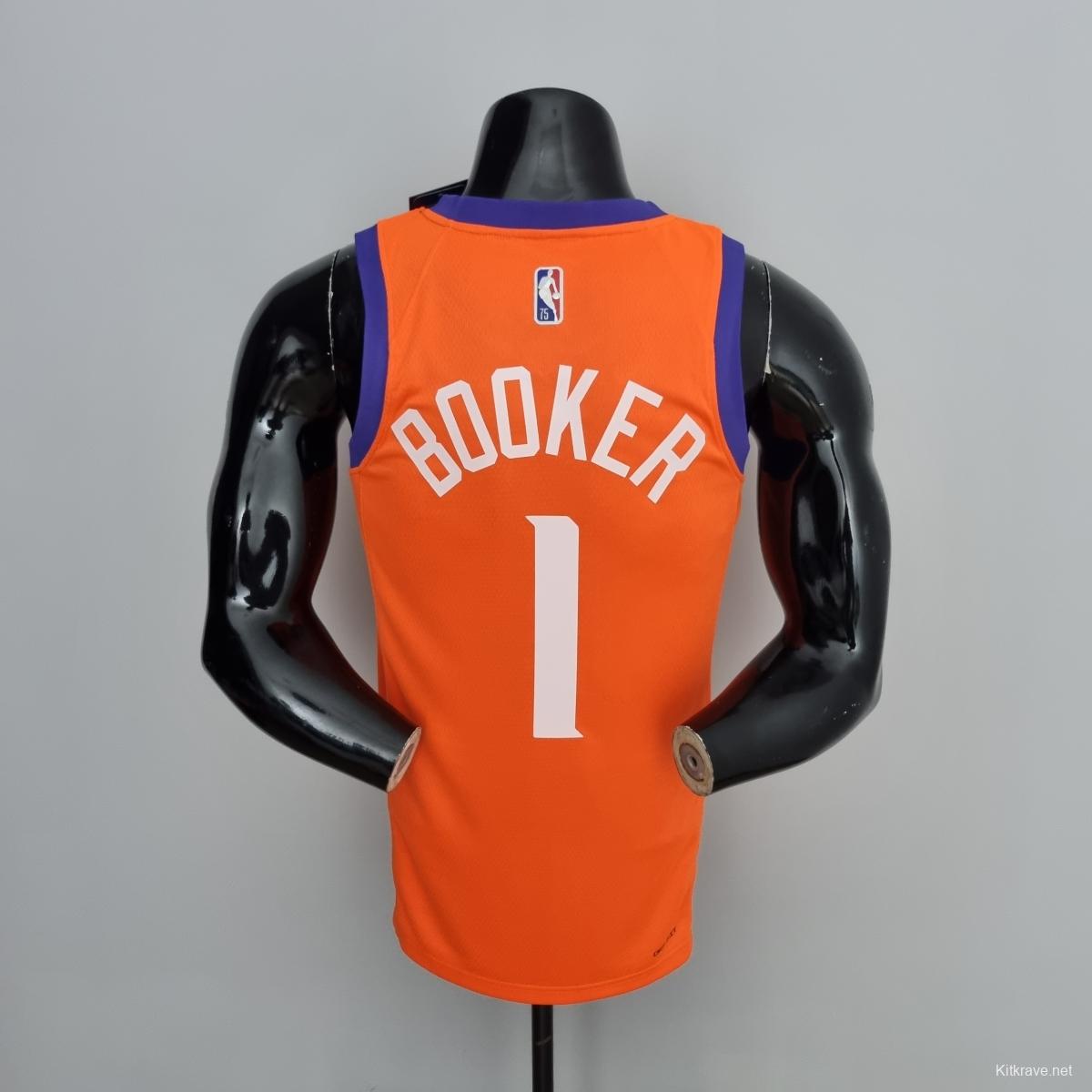 75th Anniversary BOOKER#1 Phoenix Suns Jordan Theme Orange NBA Jersey