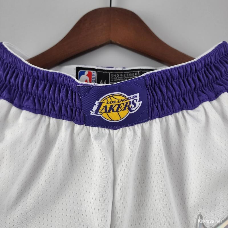 75th Anniversary Los Angeles Lakers White NBA Shorts 