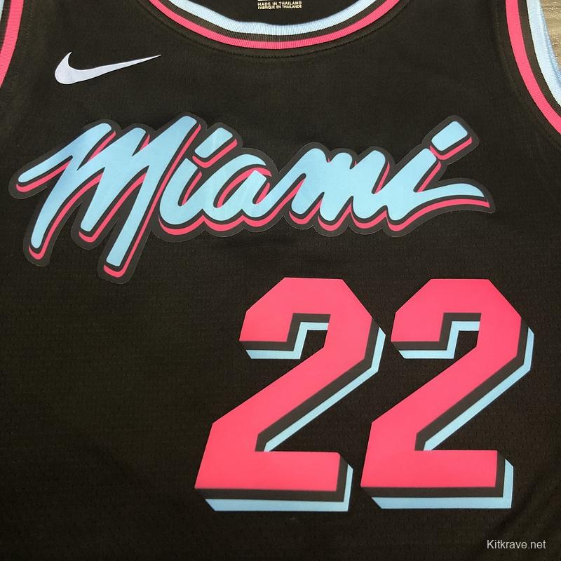 2019-20 NBA Heat Pressed Men's Black Miami Heat #22 Jimmy Butler City Edition Jersey