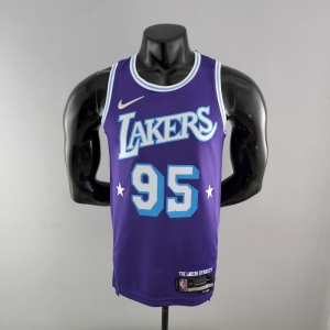 2022 75th Anniversary TOSCANO #95 Los Angeles Lakers City Edition Purple NBA Jersey