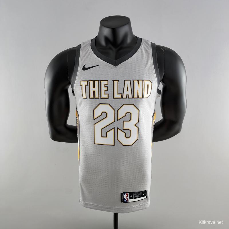 2018 JAMES #23 Cleveland Cavaliers Grey NBA Jersey