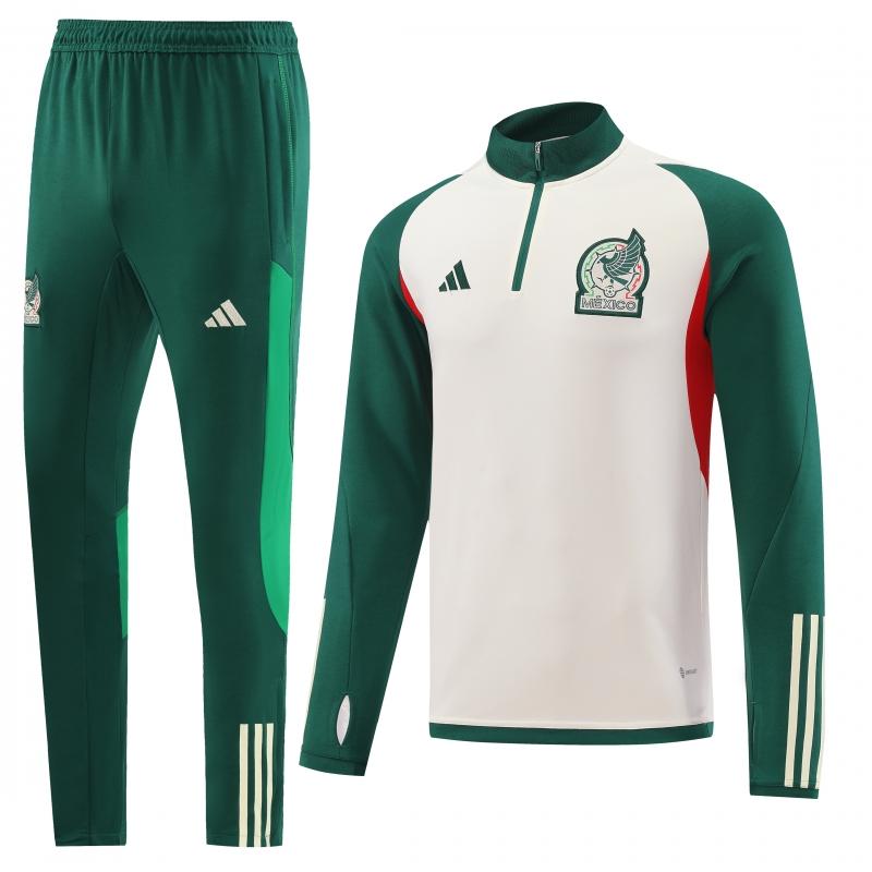 2022 Mexico White/Green Full Zipper Tracksuit