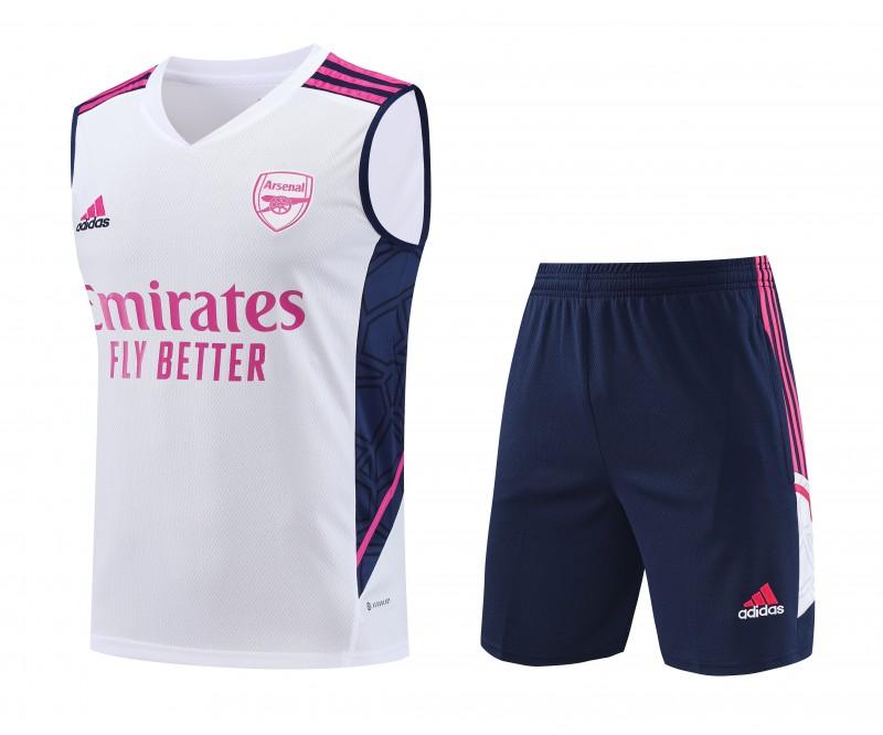 23-24 Arsenal White/Navy Vest Jersey+Shorts