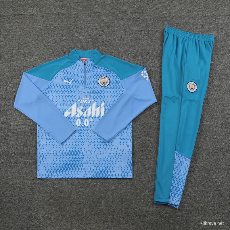 23/24 Manchester City Blue Mixed Color Half Zipper Jacket+ Pants