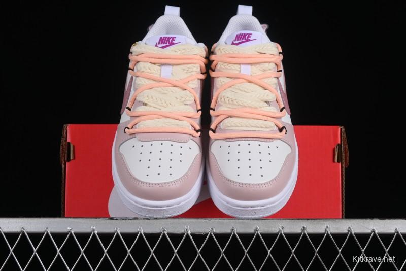 Nike Court Borough Low-Top Slip-Resistant Skate Shoes with Custom Rose Pink Hand-Painted Design - DQ5979-100