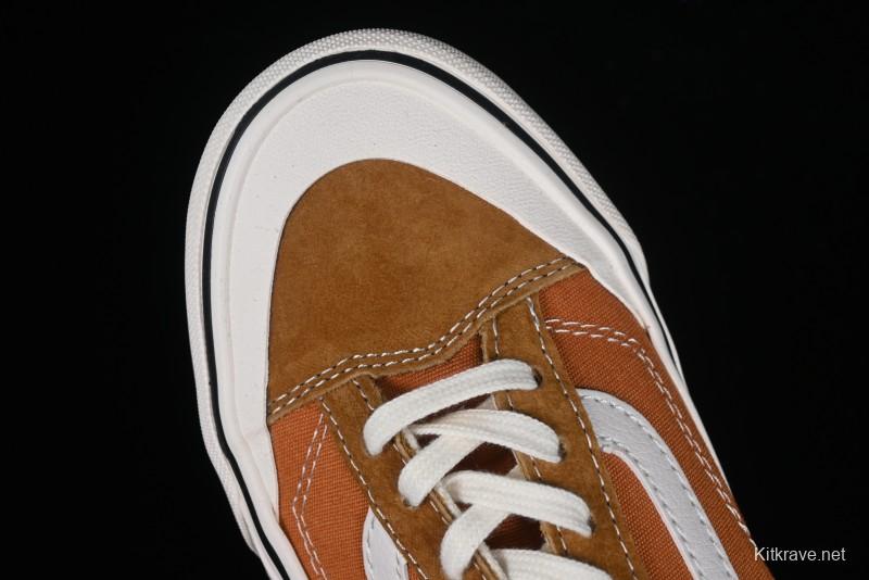 Vans Old Skool Reissue 136 High-End Series Round Toe Orange Canvas Vulcanized Shoes - VN000MT6BKQ