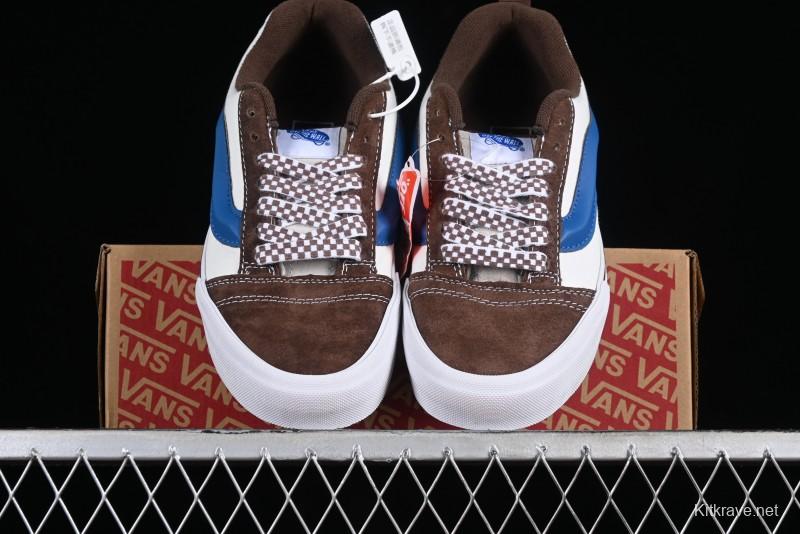 Vans Classics Knu Skool White Blue Brown Colorblock Chunky Tongue Skate Shoes - VN0009QCDMV