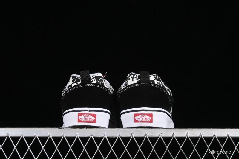 Vans Classics Knu Skool Checkerboard Graffiti Chunky Tongue Skate Shoes - VN0009QC6BT