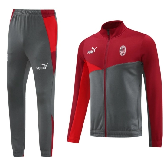 24/25 AC Milan Red/Grey Full Zipper Jacket +Long Pants