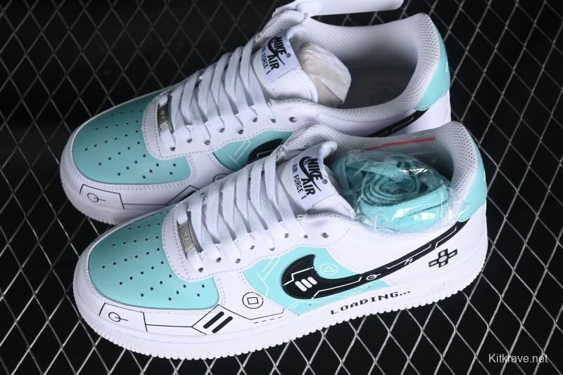 Nike Air Force 1 '07 Low PS5 Gaming Theme Ice Green Casual Sneakers - CW2288-114