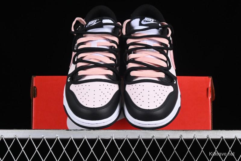Nike Dunk Low Custom Deconstructed Strap Casual Sneakers in Black Pink - CW1590-100