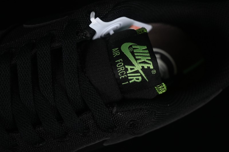 Nike Air Force 1 '07 Low Black Green Canvas Casual Sneakers - FJ4160-001