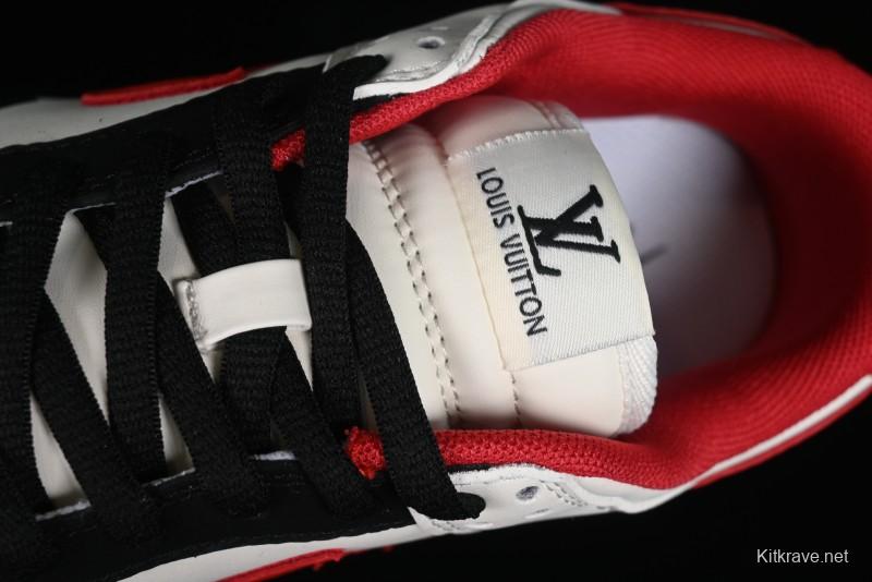 Nike SB Dunk Low LV Collaboration - Beige Black Red Glow in the Dark Anniversary High-End Custom Low-Top Casual Skate Shoes - JH8035-931