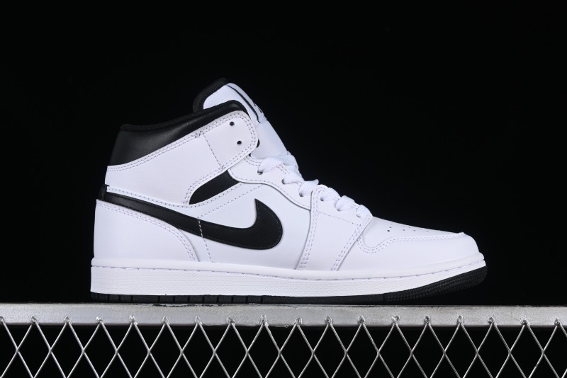 Nike Air Jordan 1 Mid AJ1 White Black Mid-Top Casual Sneakers - DQ8426-132