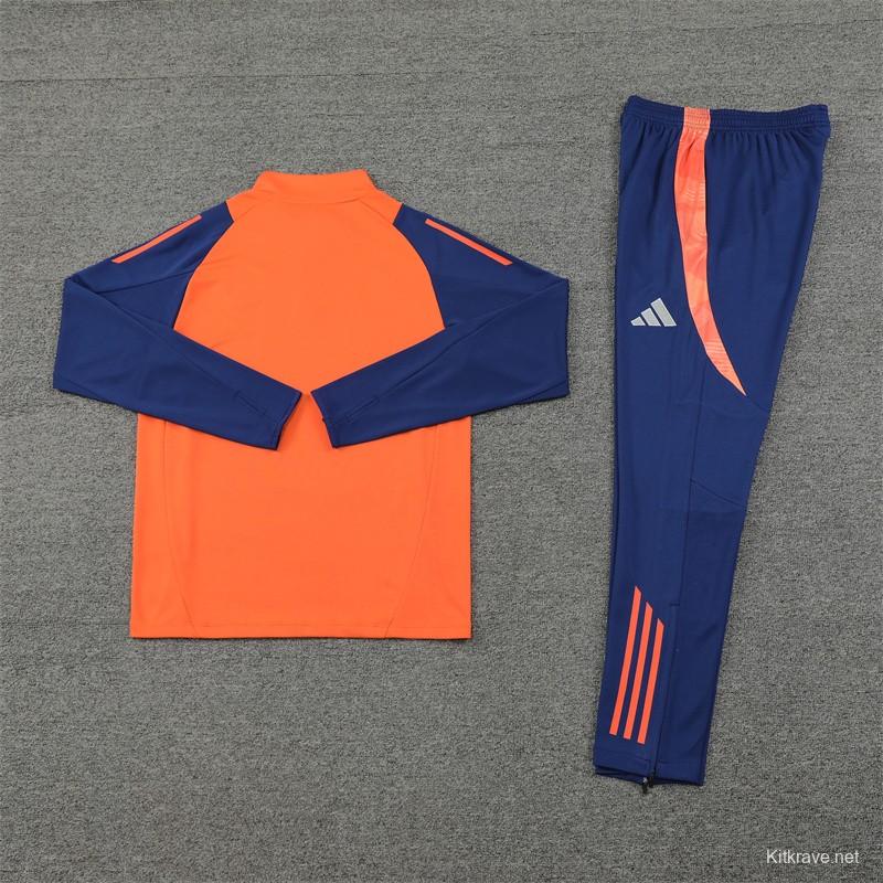 24/25 Manchester United Orange Half Zipper Jacket+Long Pants