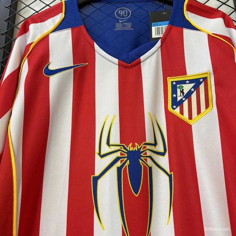 Retro 04/05 Long Sleeve Atletico Madrid Home Jersey