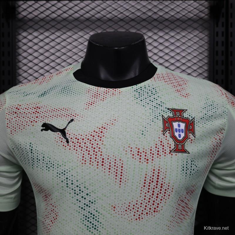Player Version 2025 Portugal Away Mint Green Jersey with Graphic Pattern