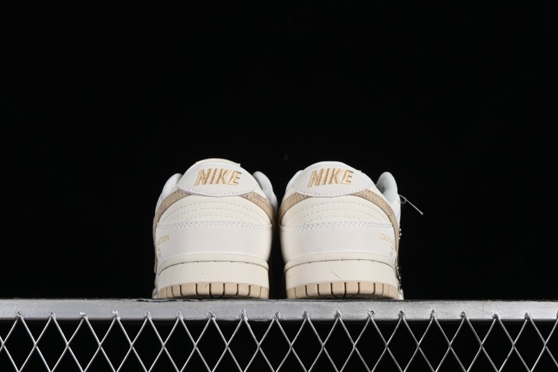 Nike SB Dunk Low LV Collaboration - Khaki Denim Anniversary High-End Custom Low-Top Casual Skate Shoes - XP3802-337