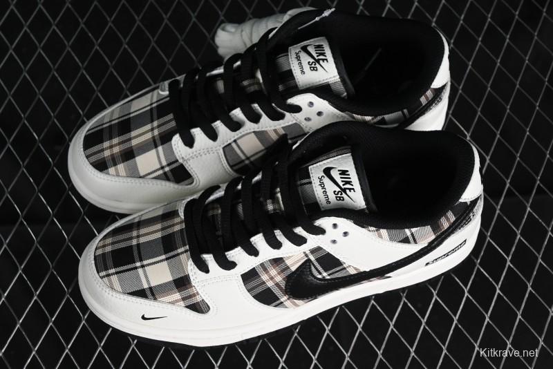 Nike SB Dunk Low Supreme Plaid Colorway Low-Top Casual Skateboarding Shoes - SU1098-061