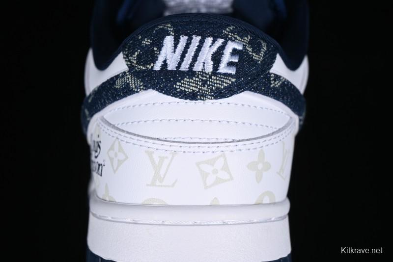Nike SB Dunk Low LV Collaboration - Blue Midnight Elite Custom Low-Top Casual Skate Shoes - DD1391-122