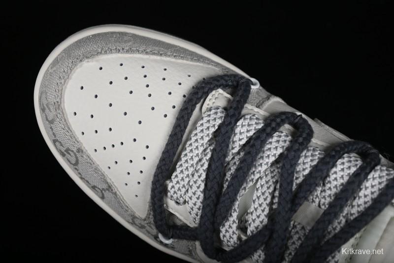 Nike SB Dunk Low Gucci Collaboration - Lace-Up Ash Anniversary High-End Custom Low-Top Casual Sneakers - SJ2068-263