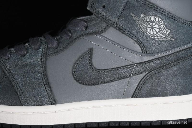 Nike Air Jordan 1 Mid Basketball Shoes in Space Gray - FJ3448-001
