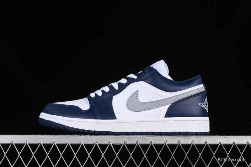 Nike Air Jordan 1 Low AJ1 White Blue Grey Low Top Lifestyle Basketball Shoes - 553558-141