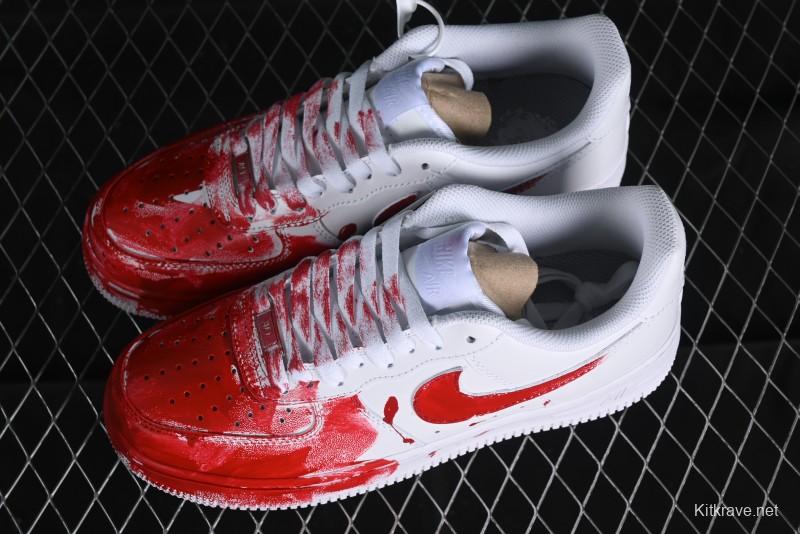 Nike Air Force 1 '07 Low Casual Sneakers with Anime Graffiti Style Crime Scene Design - 315122-211