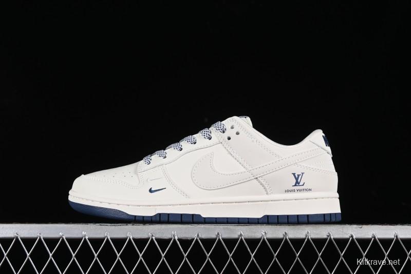 Nike SB Dunk Low LV Collaboration - Double Swoosh Blue Sole Anniversary High-End Custom Low-Top Casual Skate Shoes - XX2025-320