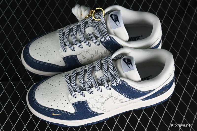 Nike SB Dunk Low Gucci Collaboration - Denim with Light Blue Swoosh Anniversary High-End Custom Low-Top Casual Sneakers - FC1688-141