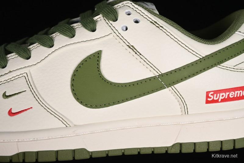 Nike SB Dunk Low Supreme Collaboration - Military Green Double Swoosh Anniversary Custom Low-Top Casual Sneakers - XX2025-319