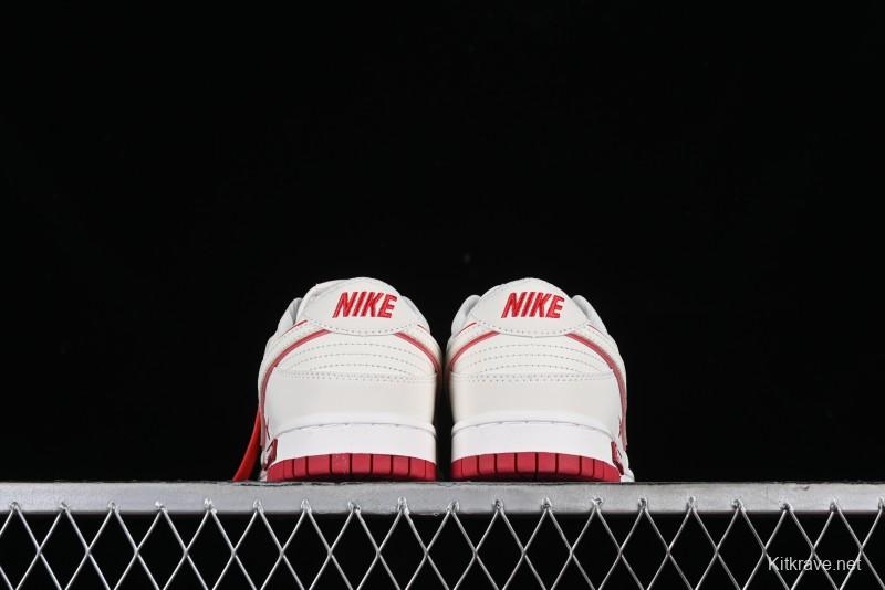 Nike SB Dunk Low Supreme Collaboration - Beige Red Mini Swoosh Anniversary Custom Low-Top Casual Skate Shoes - DJ2024-004