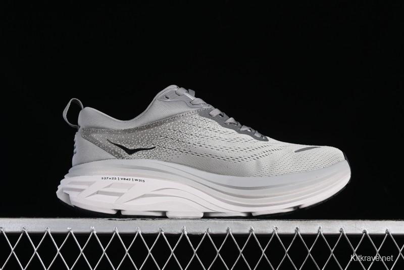 HOKA ONE ONE Bondi 8 Performance Cushioned Running Shoes with Engineered Mesh Upper - 1123202 SHMS