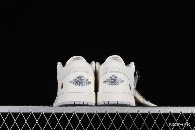 Nike Air Jordan 1 Low BAPE Collaboration - White Grey Basketball Shoes - WG8850-003