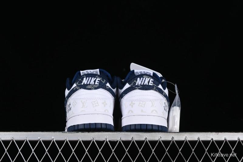 Nike SB Dunk Low LV Collaboration - Blue Midnight Elite Custom Low-Top Casual Skate Shoes - DD1391-122