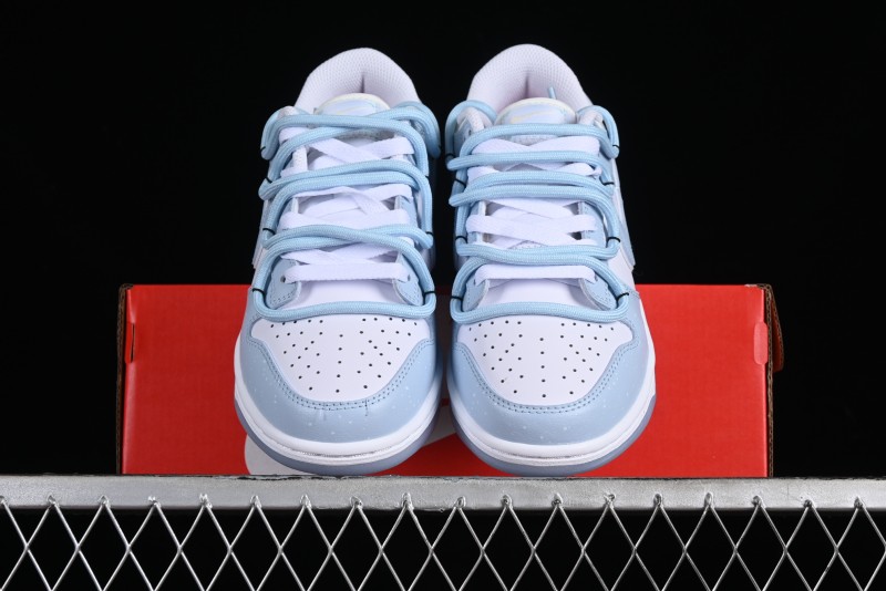 Nike Dunk Low SB Casual Sneakers in Light Blue with Sea Salt Lime Accents - FJ7743-194