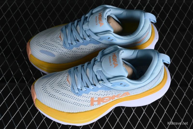 HOKA ONE ONE Bondi 8 Functional Cushioned Running Shoes with Engineered Mesh Upper - 1127954 SSCA