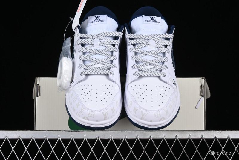 Nike SB Dunk Low LV Collaboration - Blue Midnight Elite Custom Low-Top Casual Skate Shoes - DD1391-122