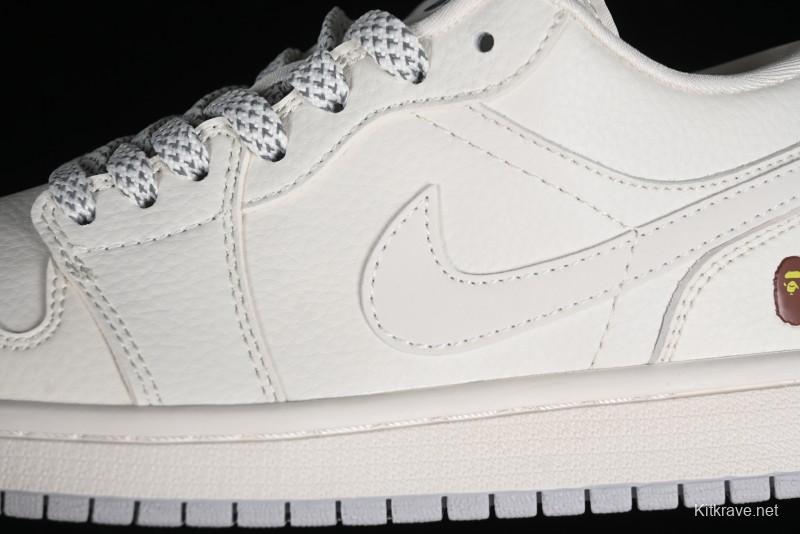 Nike Air Jordan 1 Low BAPE Collaboration - White Grey Basketball Shoes - WG8850-003