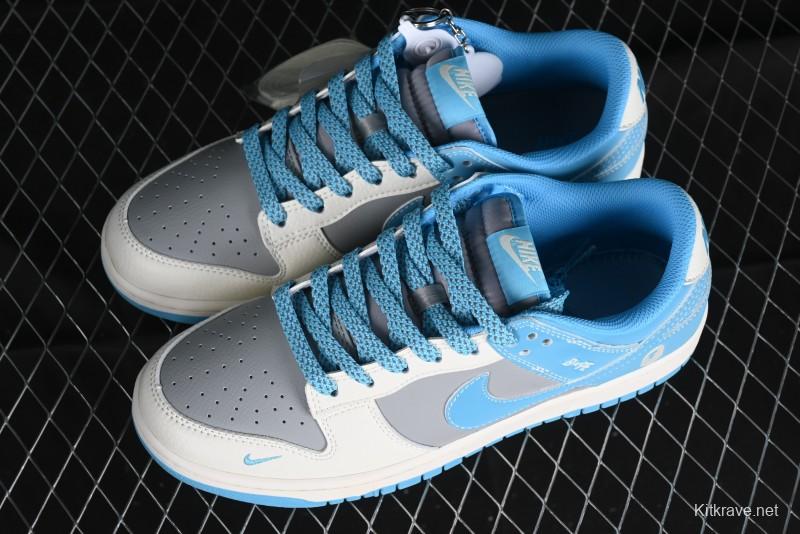 Nike SB Dunk Low BAPE Collaboration - Beige Grey Indigo Anniversary Premium Custom Low-Top Casual Skate Shoes - BB8969-002