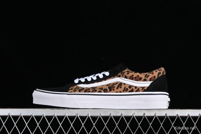 Vans Old Skool Classic Retro Low-Top Canvas Sneakers with Leopard Print and Slip-Resistant Sole - VN000CR5CJK