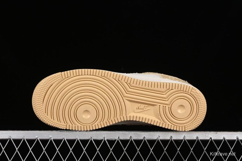 Nike Air Force 1 '07 Low LV Collaboration - Khaki Double Swoosh Low-Top Casual Sneakers - HD1968-027
