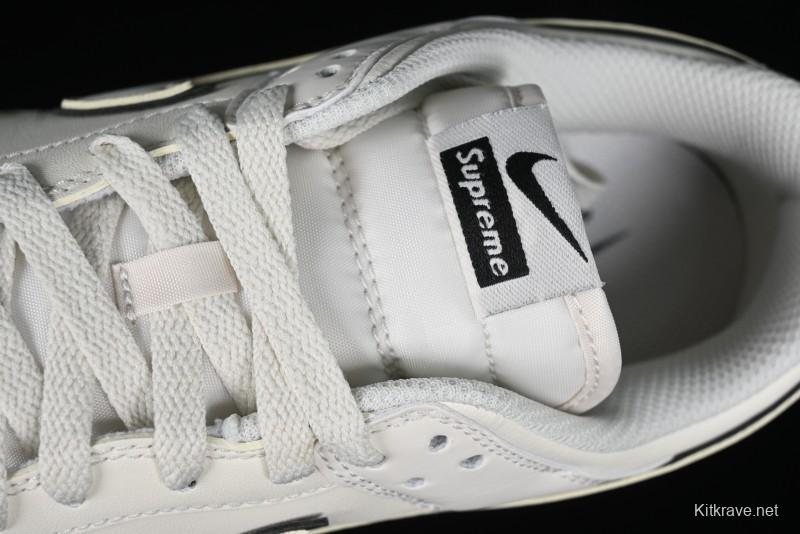 Nike SB Dunk Low Supreme Collaboration - Beige Black Mini Swoosh Anniversary High-End Custom Low-Top Casual Skate Shoes - DJ2024-006