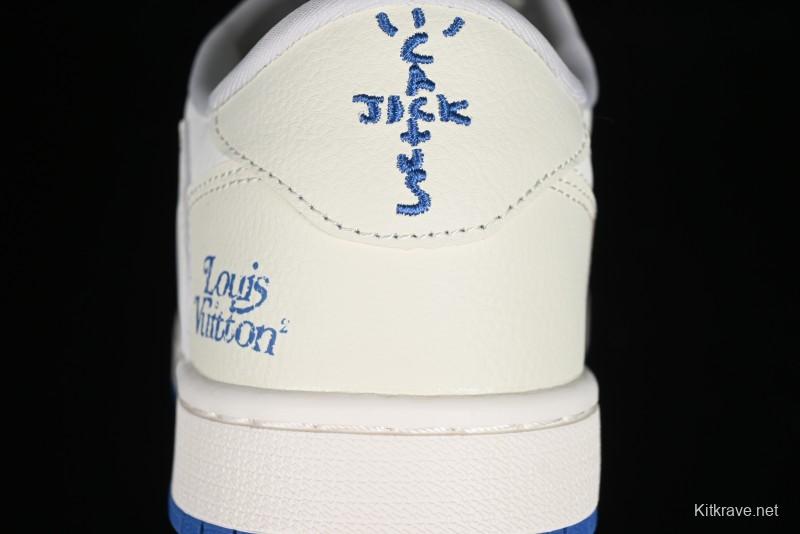 Nike Travis Scott x Fragment Design x Air Jordan 1 Low OG SP AJ1 LV Collaboration Light Blue Low-Top Casual Sneakers - LJ5188-007