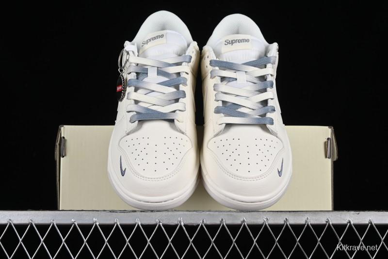 Nike SB Dunk Low Supreme Collaboration - Double Swoosh Anniversary Customized Low-Top Casual Sneakers - BB8675-105