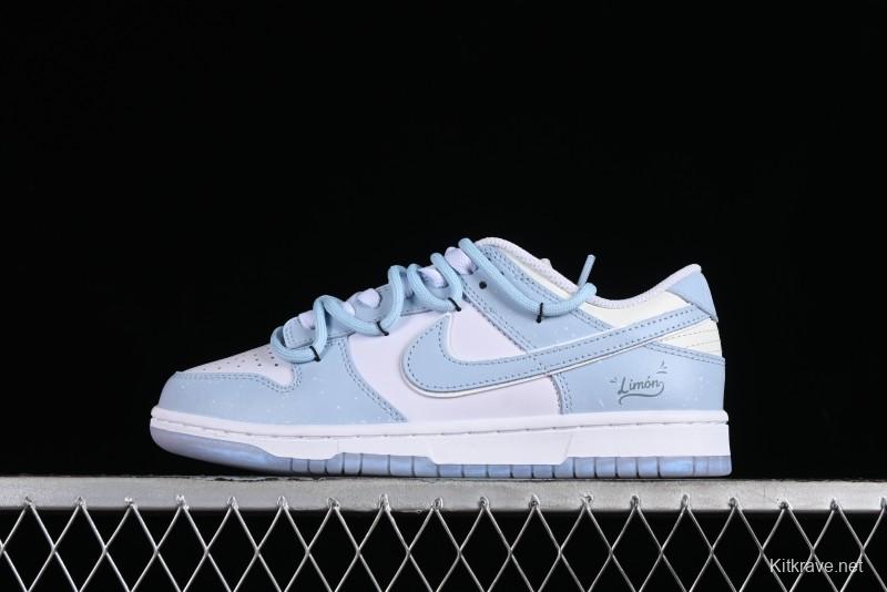 Nike Dunk Low SB Casual Sneakers in Light Blue with Sea Salt Lime Accents - FJ7743-194