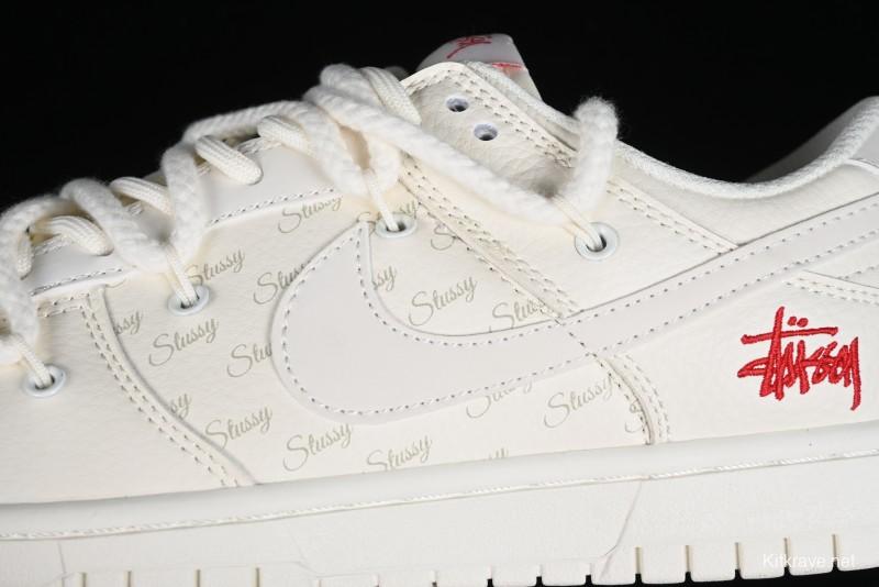 Stussy x Nike SB Dunk Low Anniversary Custom Retro Sneakers with Original S Titanium Accessory - SJ2068-259